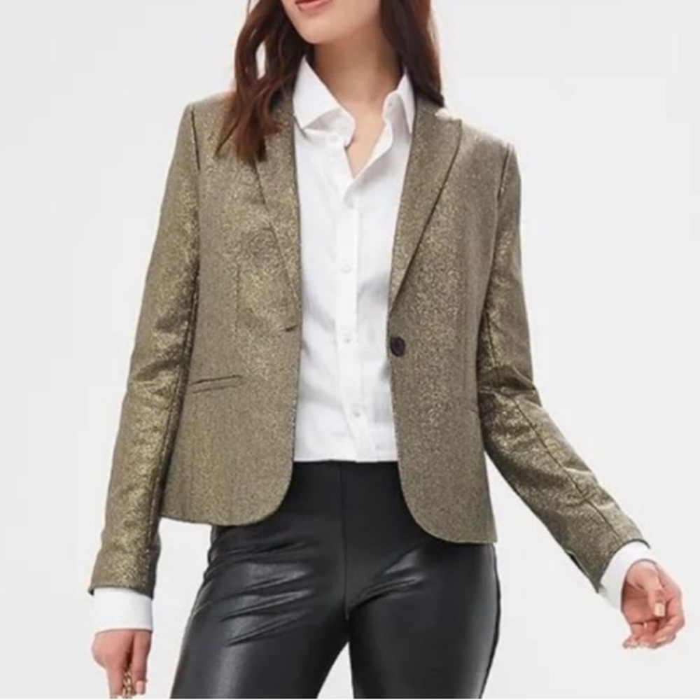 NWT Banana Republic Gold Metallic Blazer Jacket Classic Fit Notched Collar 14